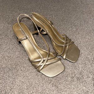 Vintage Jessica Gold Strappy Heels 3 Inch 3” Size 6.5